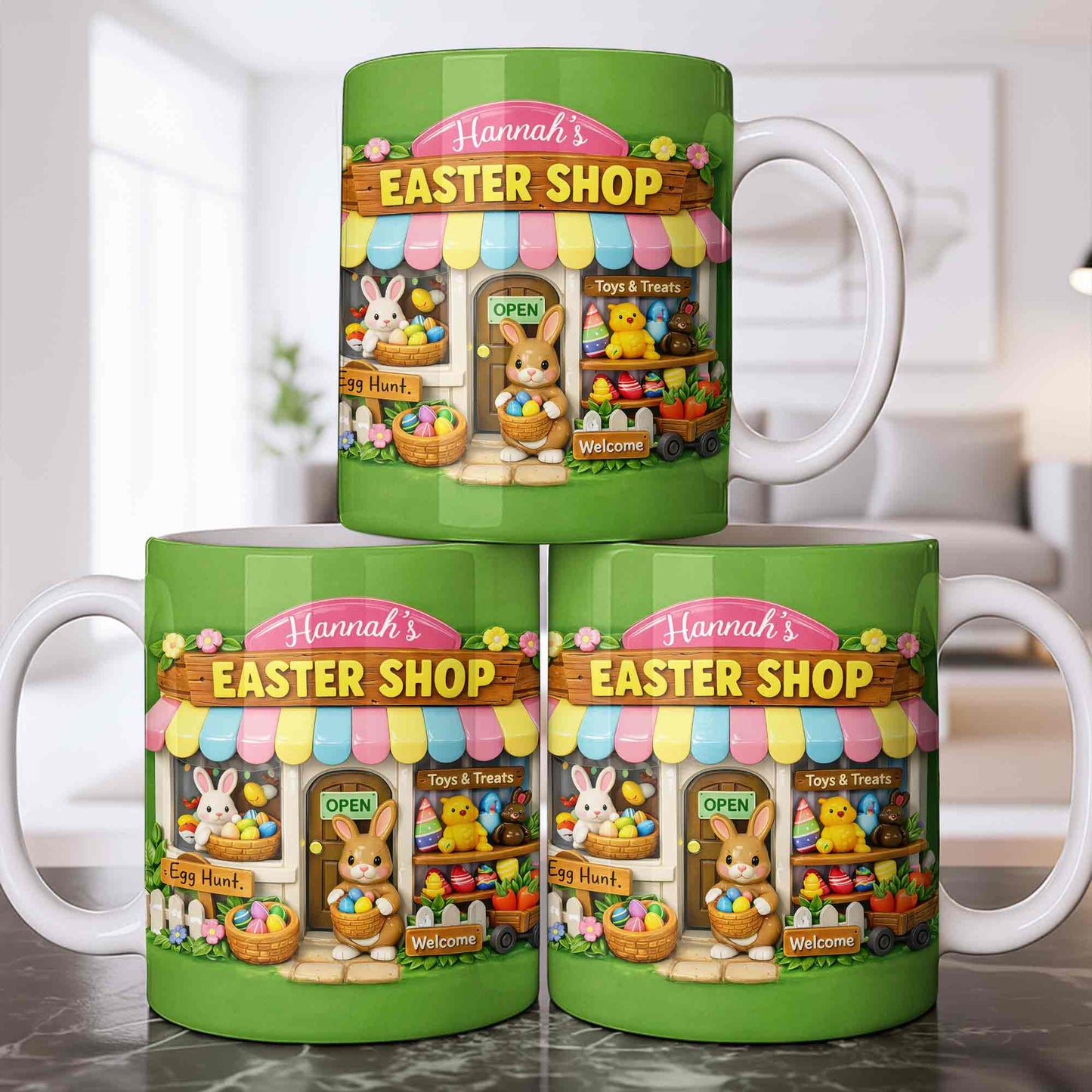 Easter Shop Egg Hunt With Bunnies And Chicks Design