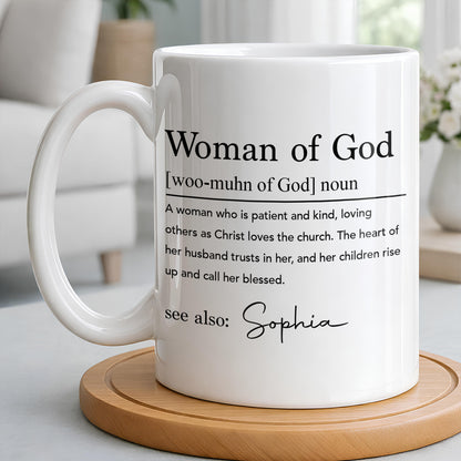 Woman Of God Dictionary Definition Custom Name Christian Verse - Personalized Custom Coffee Mug - FTH158_MG