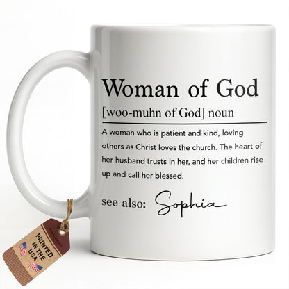 Woman Of God Dictionary Definition Custom Name Christian Verse - Personalized Custom Coffee Mug - FTH158_MG