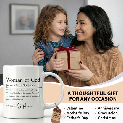 Woman Of God Dictionary Definition Custom Name Christian Verse - Personalized Custom Coffee Mug - FTH158_MG