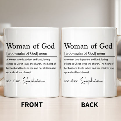 Woman Of God Dictionary Definition Custom Name Christian Verse - Personalized Custom Coffee Mug - FTH158_MG
