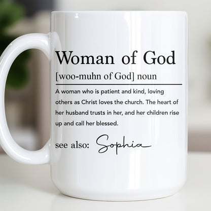 Woman Of God Dictionary Definition Custom Name Christian Verse - Personalized Custom Coffee Mug - FTH158_MG