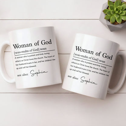 Woman Of God Dictionary Definition Custom Name Christian Verse - Personalized Custom Coffee Mug - FTH158_MG