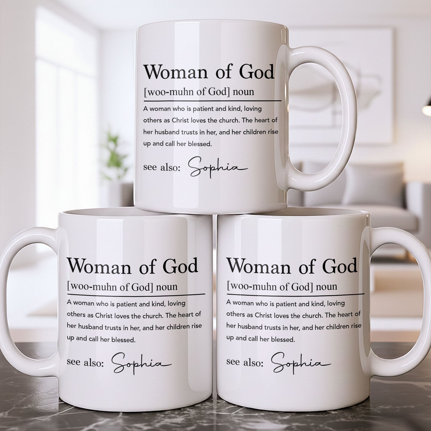Woman Of God Dictionary Definition Custom Name Christian Verse - Personalized Custom Coffee Mug - FTH158_MG