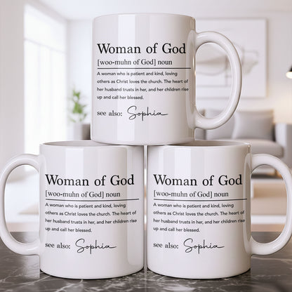 Woman Of God Dictionary Definition Custom Name Christian Verse - Personalized Custom Coffee Mug - FTH158_MG