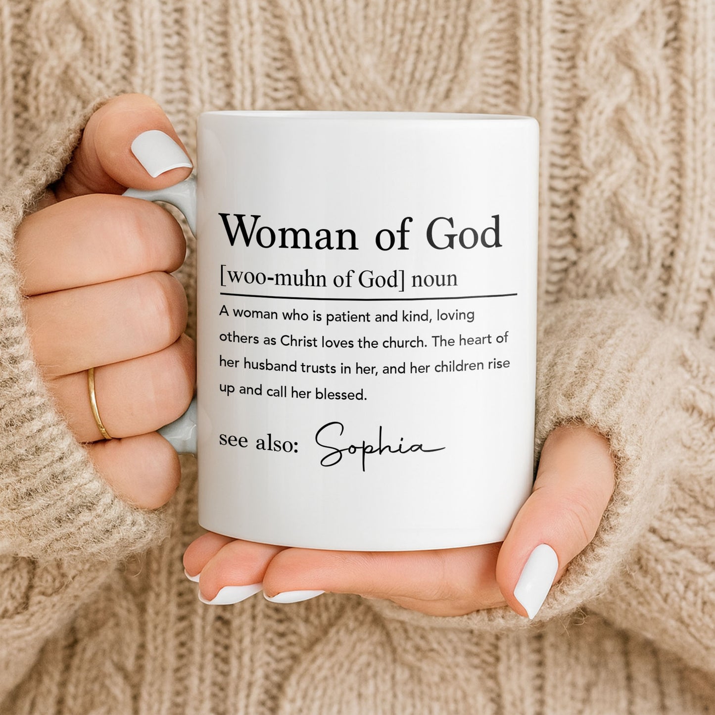 Woman Of God Dictionary Definition Custom Name Christian Verse - Personalized Custom Coffee Mug - FTH158_MG