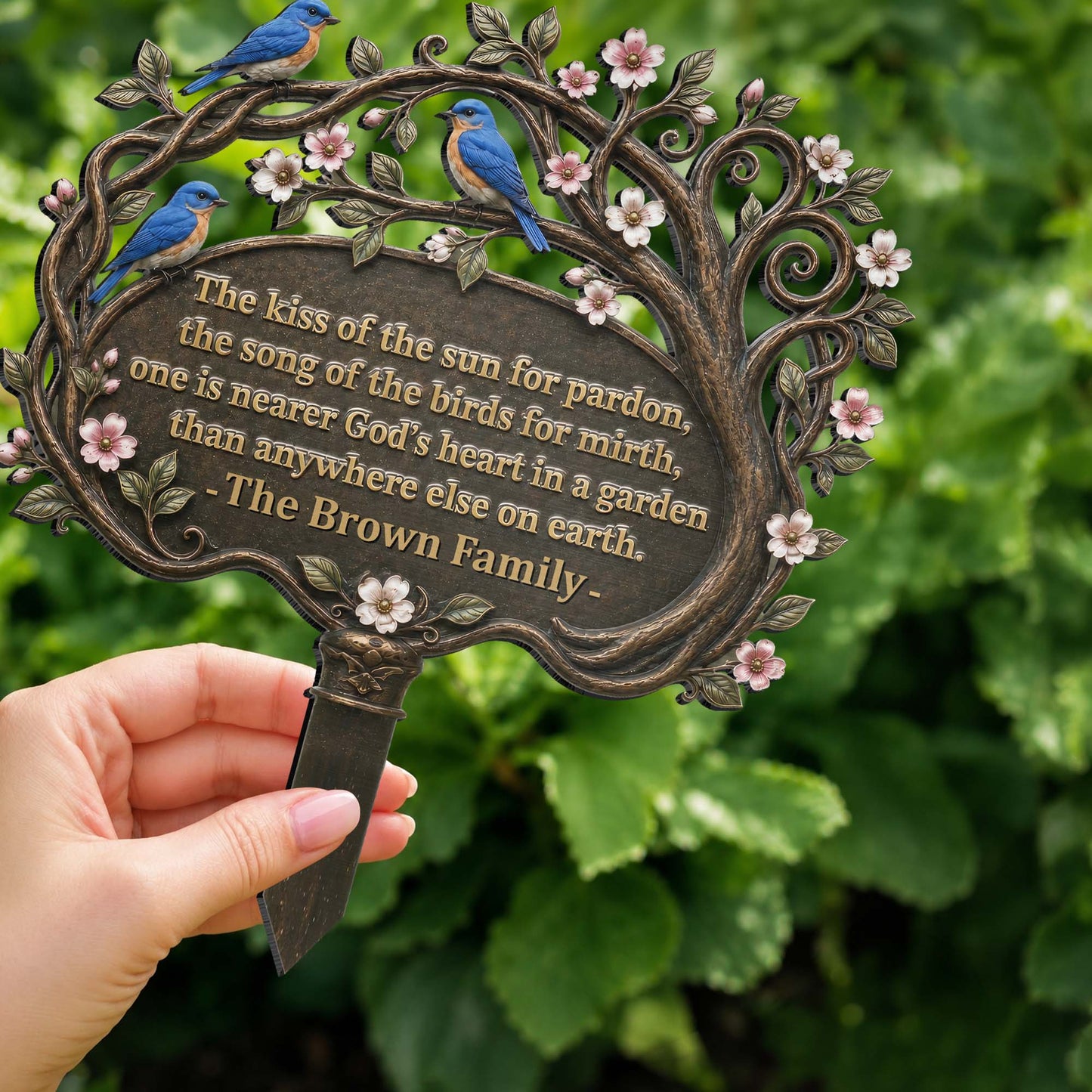 The Kiss Of The Sun For Pardon Birds And Flowers Garden Decor - Personalized Metal Garden Stake - FTH164_MEGSTA