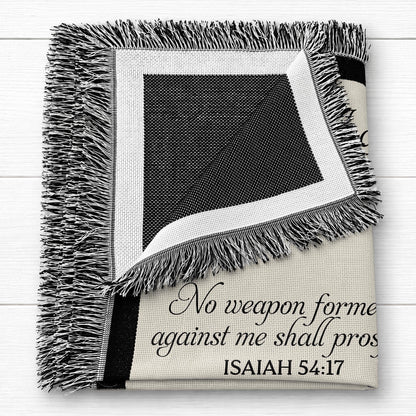 I Can Do All Things Cross Birth Month Flower Bible Verses - Personalized Woven Blanket - FTH190_WOBLK