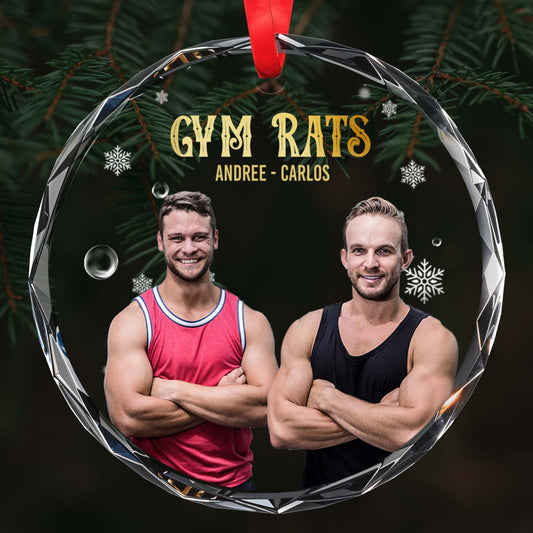 Gym Rat Celebrate Your Fitness Journey With Friends - Personalized Custom Circle Glass Ornament - FTN004_CGOR