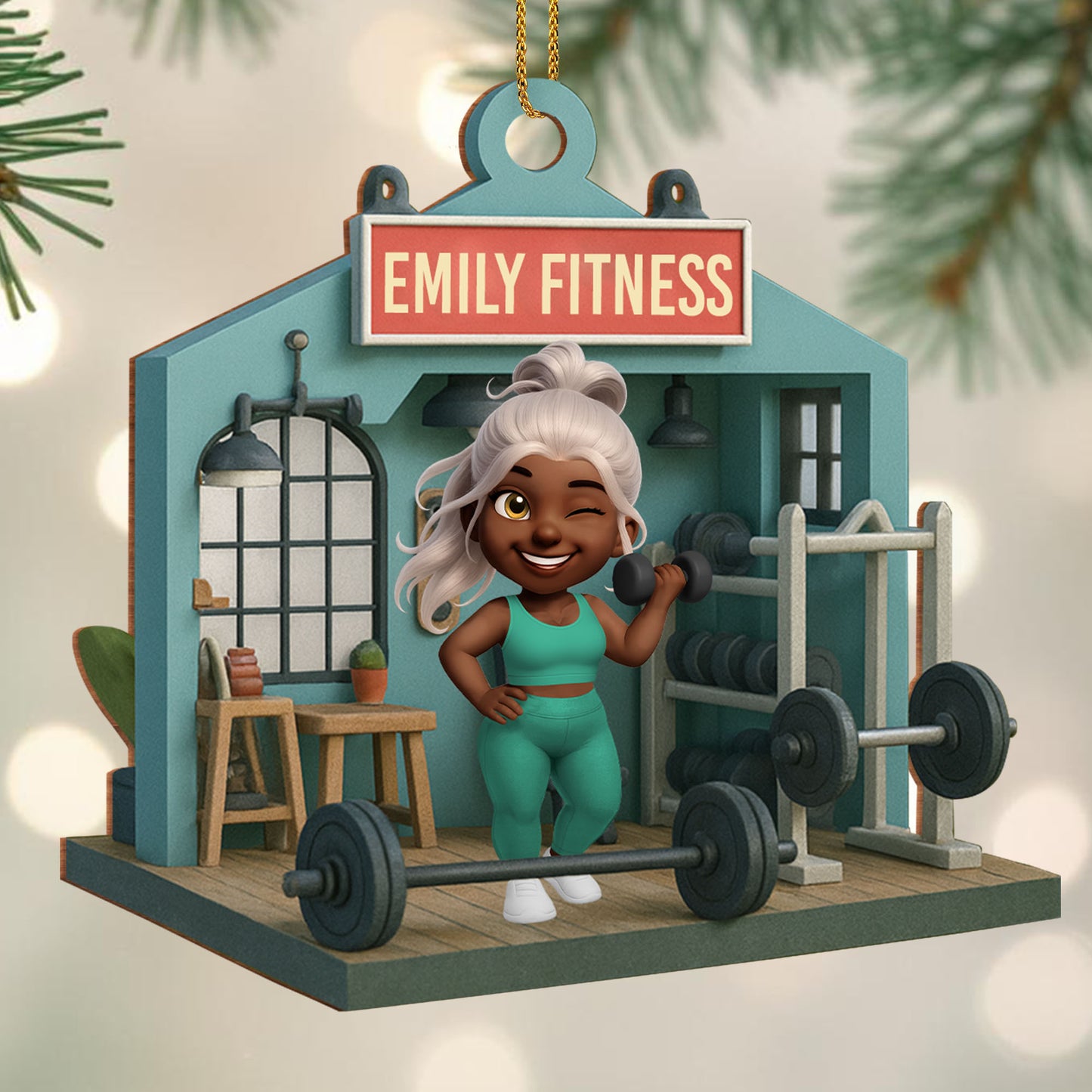 Celebrate Fitness With Personalized Gym Equipment Ornament