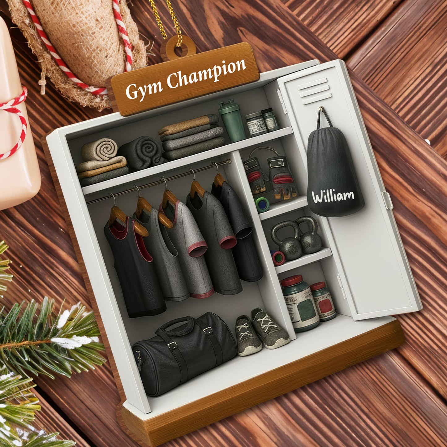 Gym Champion Personalized Locker Ornament