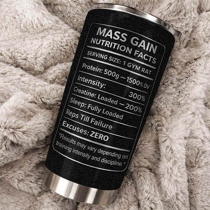 No Pain No Gain And Mass Gain Nutrition Facts Tumbler