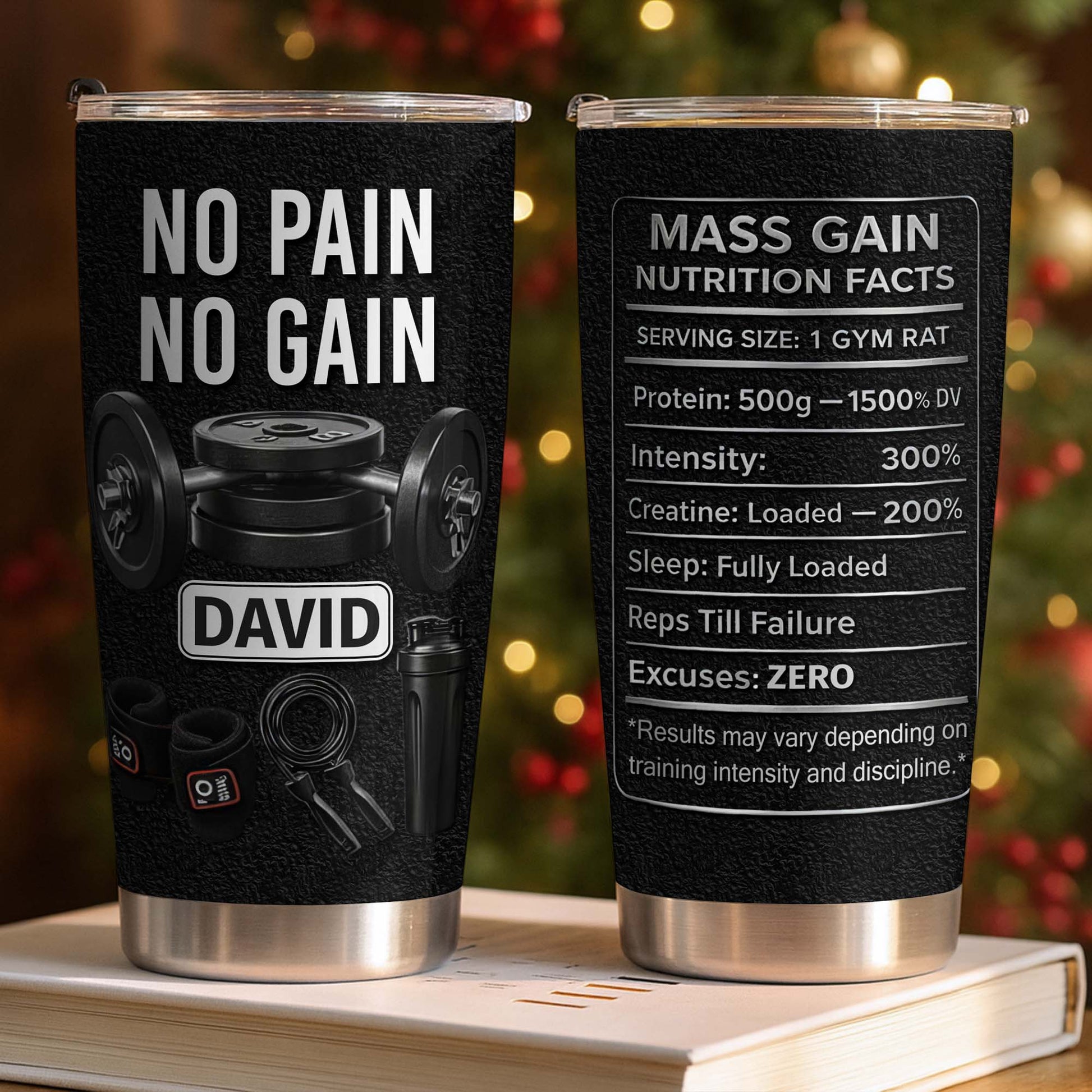 No Pain No Gain And Mass Gain Nutrition Facts Tumbler