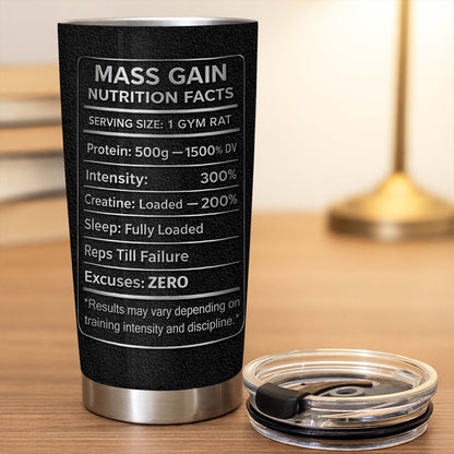 No Pain No Gain And Mass Gain Nutrition Facts Tumbler