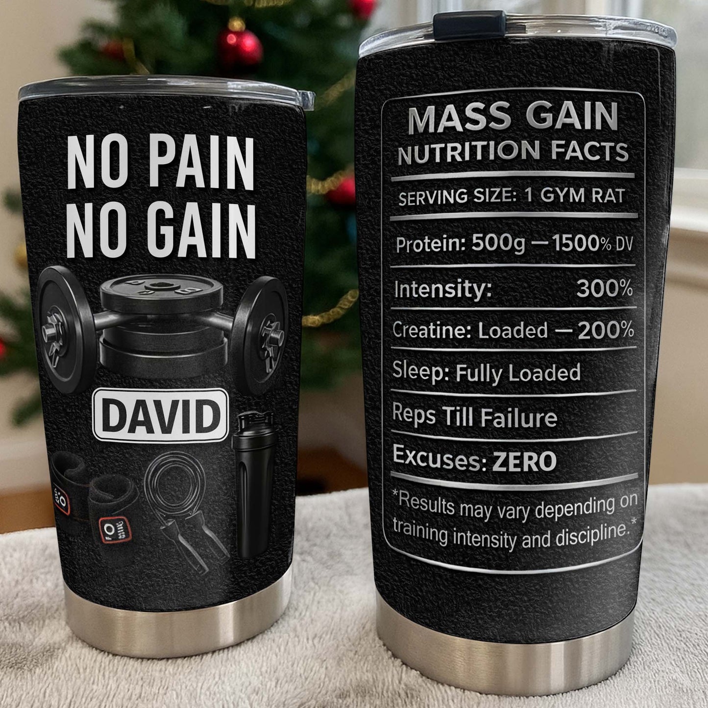 No Pain No Gain And Mass Gain Nutrition Facts Tumbler