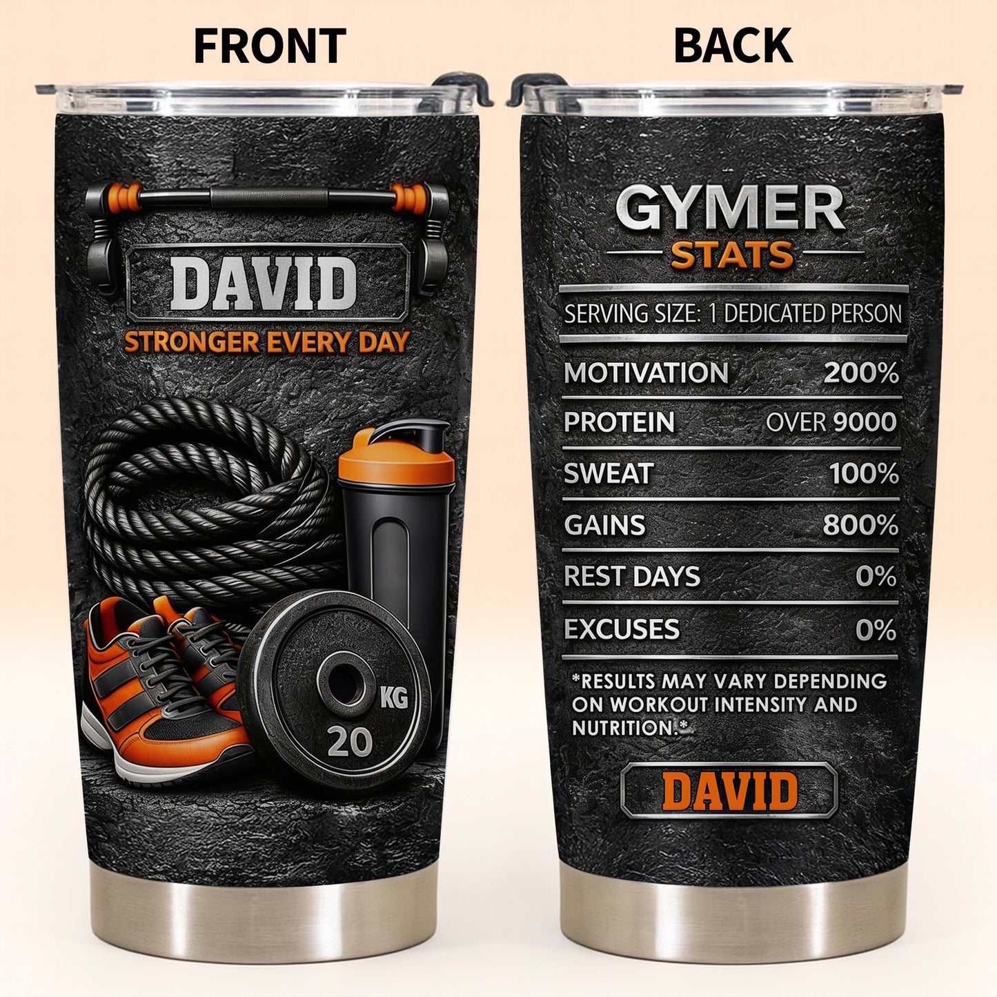 Stronger Every Day With Dumbbell, Sneakers, And Water Bottle