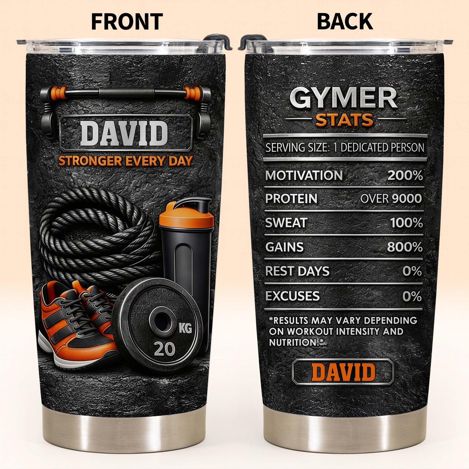 Stronger Every Day With Dumbbell, Sneakers, And Water Bottle