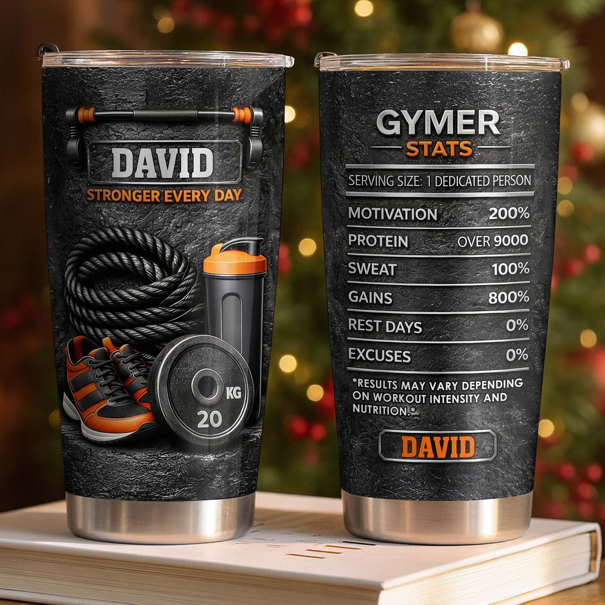 Stronger Every Day With Dumbbell, Sneakers, And Water Bottle