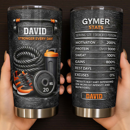 Stronger Every Day With Dumbbell, Sneakers, And Water Bottle