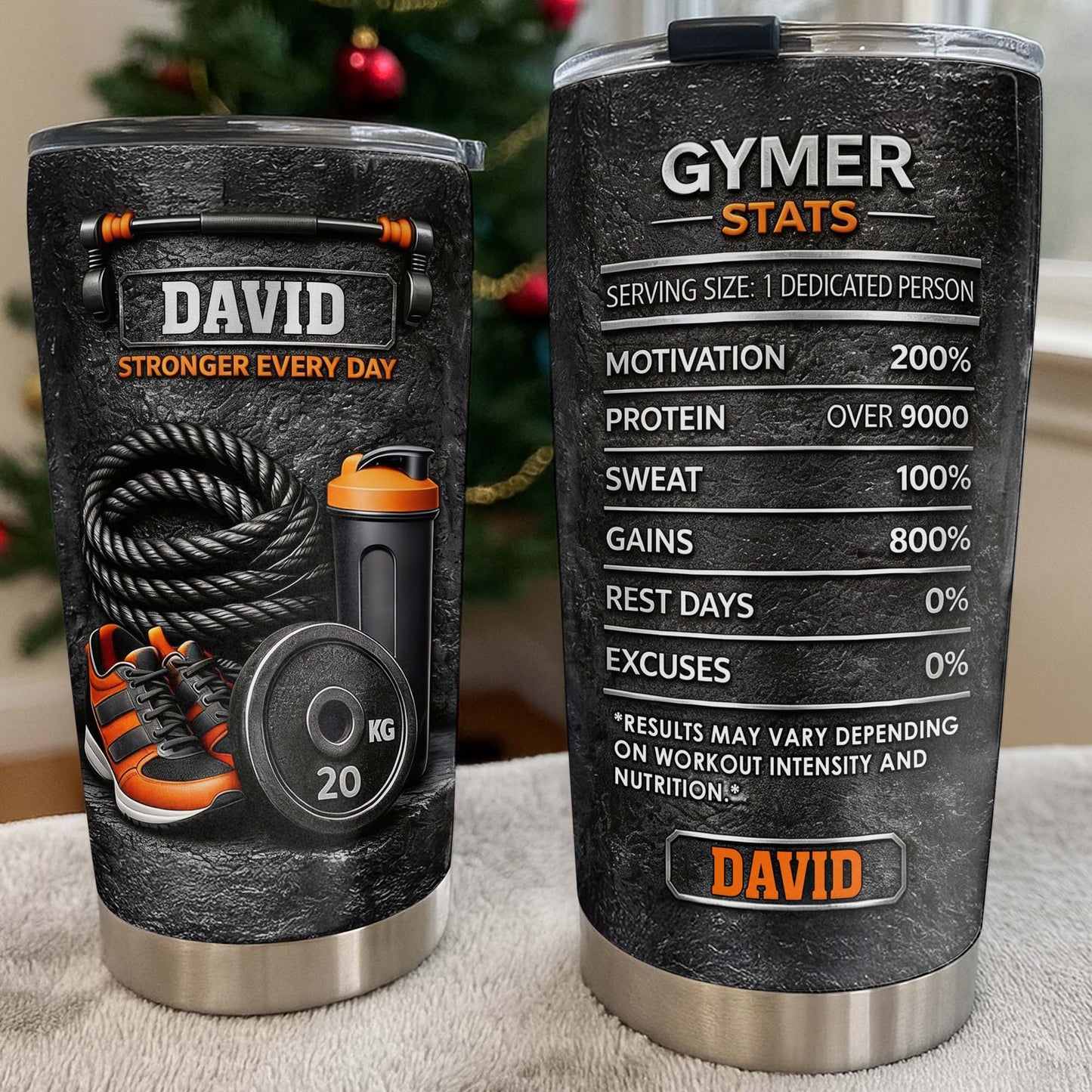 Stronger Every Day With Dumbbell, Sneakers, And Water Bottle