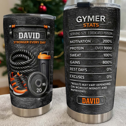 Stronger Every Day With Dumbbell, Sneakers, And Water Bottle