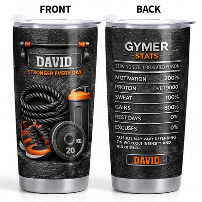 Stronger Every Day With Dumbbell, Sneakers, And Water Bottle