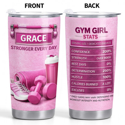 Stronger Every Day, Dumbbells, Water Bottle, Gym Shoes