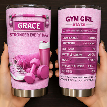 Stronger Every Day, Dumbbells, Water Bottle, Gym Shoes