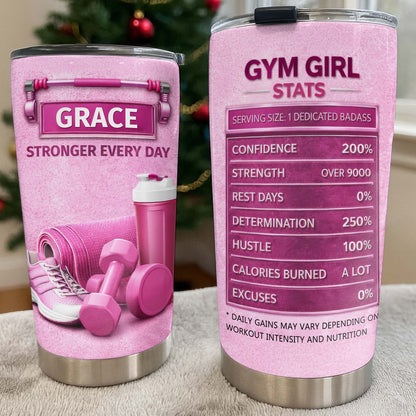 Stronger Every Day, Dumbbells, Water Bottle, Gym Shoes