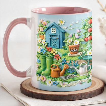 Charm Of A Cozy Garden Retreat With Flowers And Gardening Tools