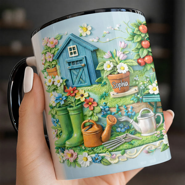 Charm Of A Cozy Garden Retreat With Flowers And Gardening Tools