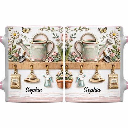 Personalized Mug With Watering Can And Flowers