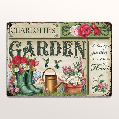 A Beautiful Garden Is A Work Of Heart, Lush Flowers And Hummingbird