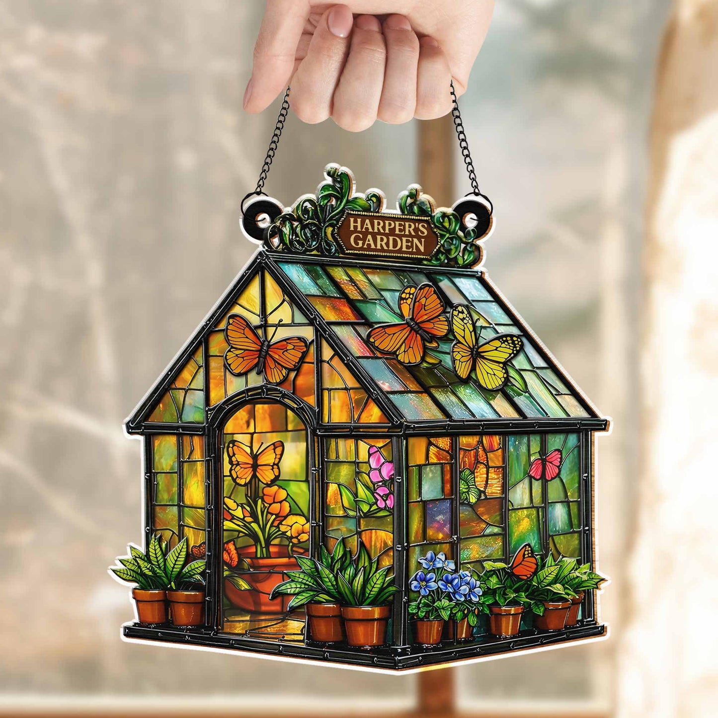 Brighten Your Windows With Colorful Butterflies And Flowers - Personalized Custom Suncatcher - GAR028_CSUN