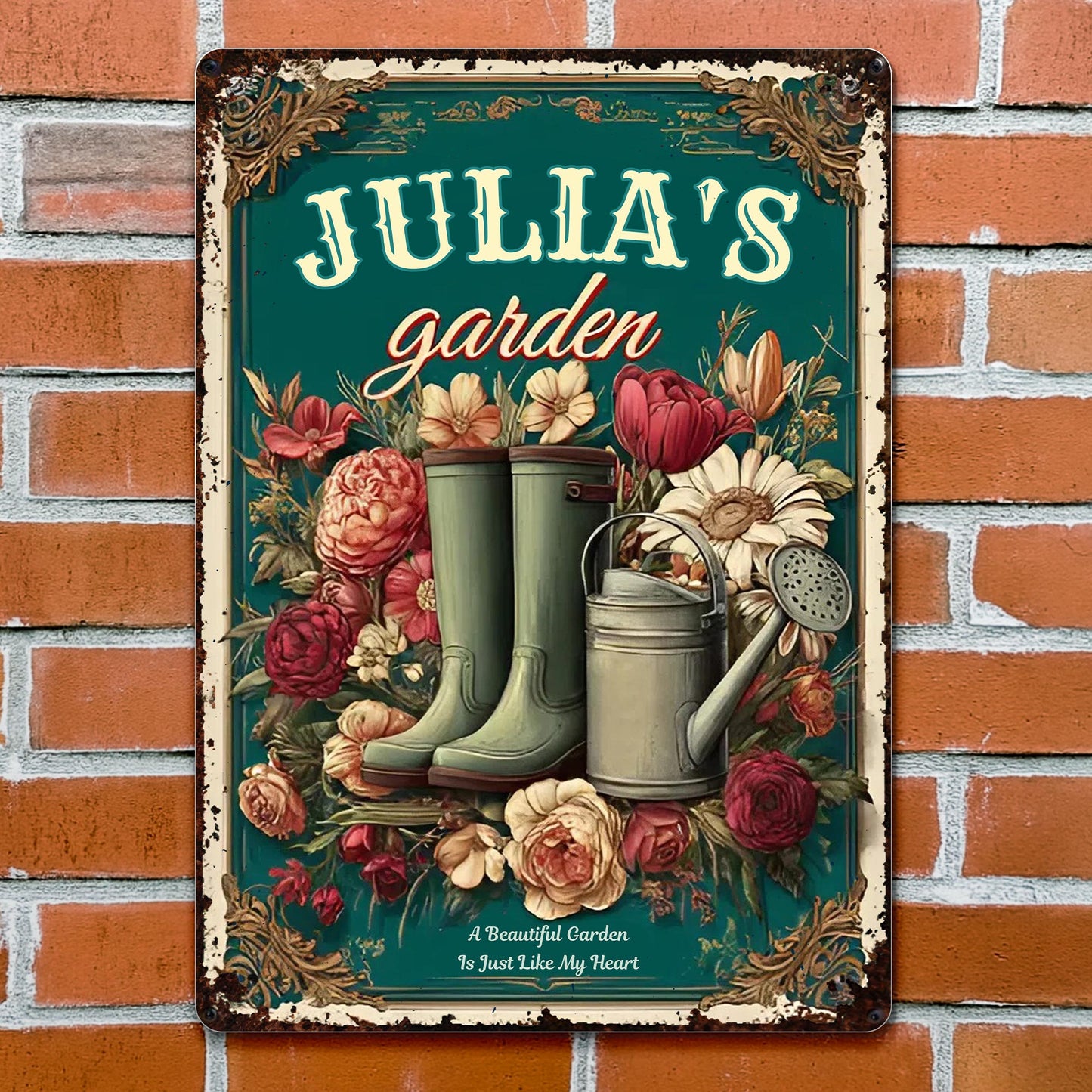 A Beautiful Garden Is Just Like My Heart, Garden Boots, Watering Can, Flowers