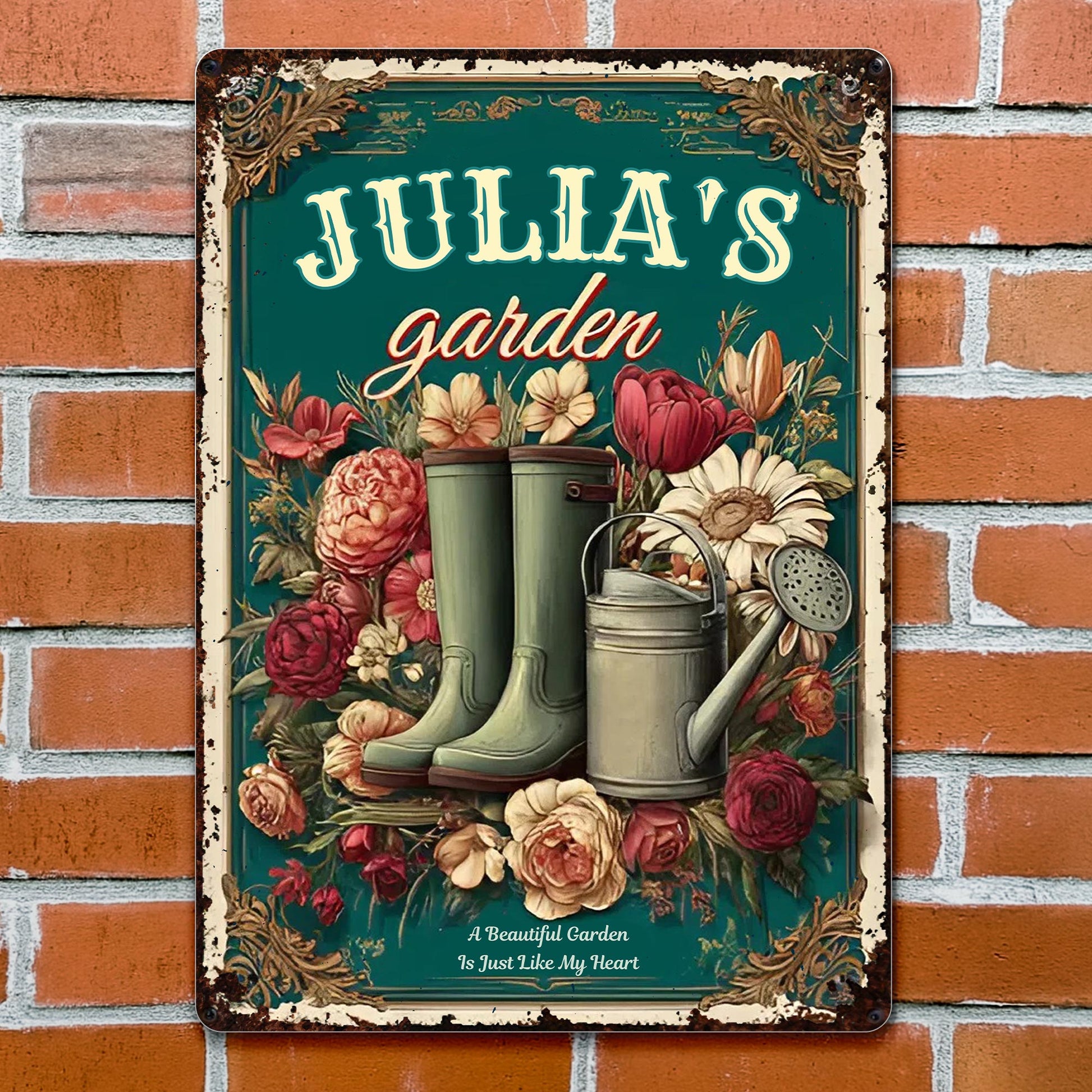 A Beautiful Garden Is Just Like My Heart, Garden Boots, Watering Can, Flowers