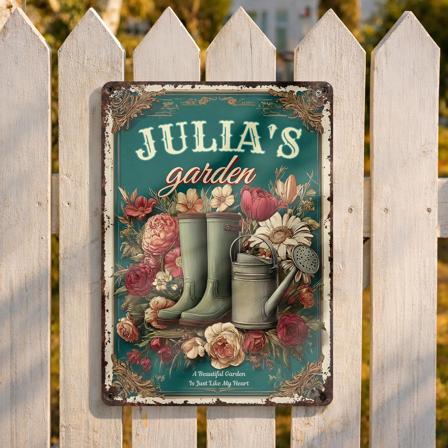 A Beautiful Garden Is Just Like My Heart, Garden Boots, Watering Can, Flowers