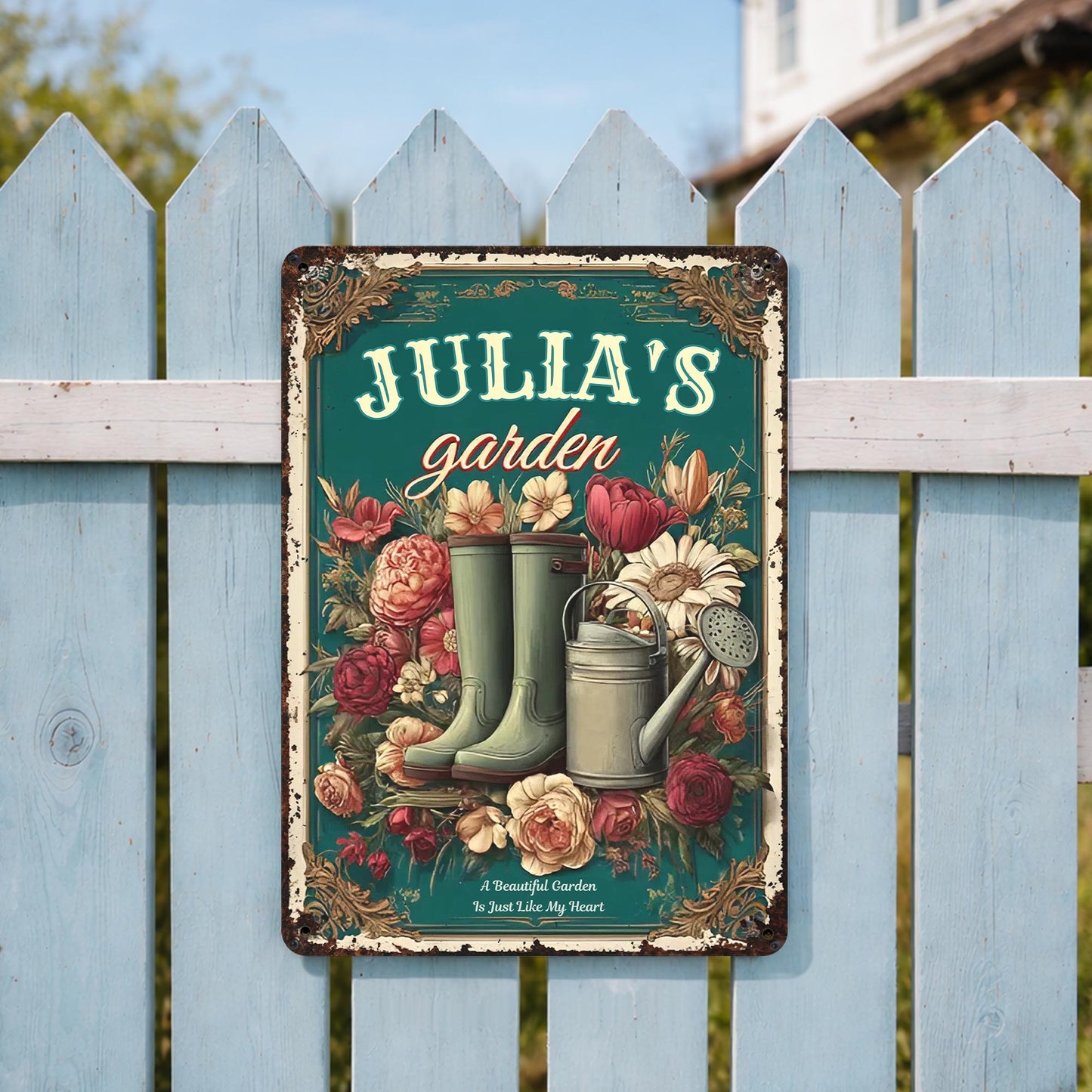 A Beautiful Garden Is Just Like My Heart, Garden Boots, Watering Can, Flowers