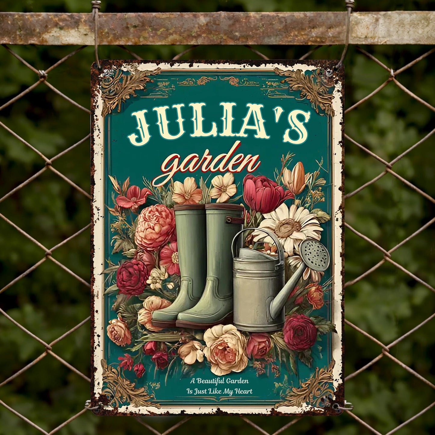 A Beautiful Garden Is Just Like My Heart, Garden Boots, Watering Can, Flowers