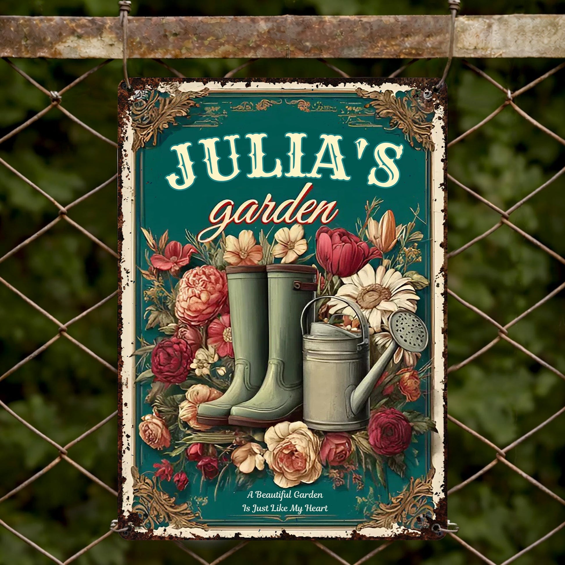 A Beautiful Garden Is Just Like My Heart, Garden Boots, Watering Can, Flowers