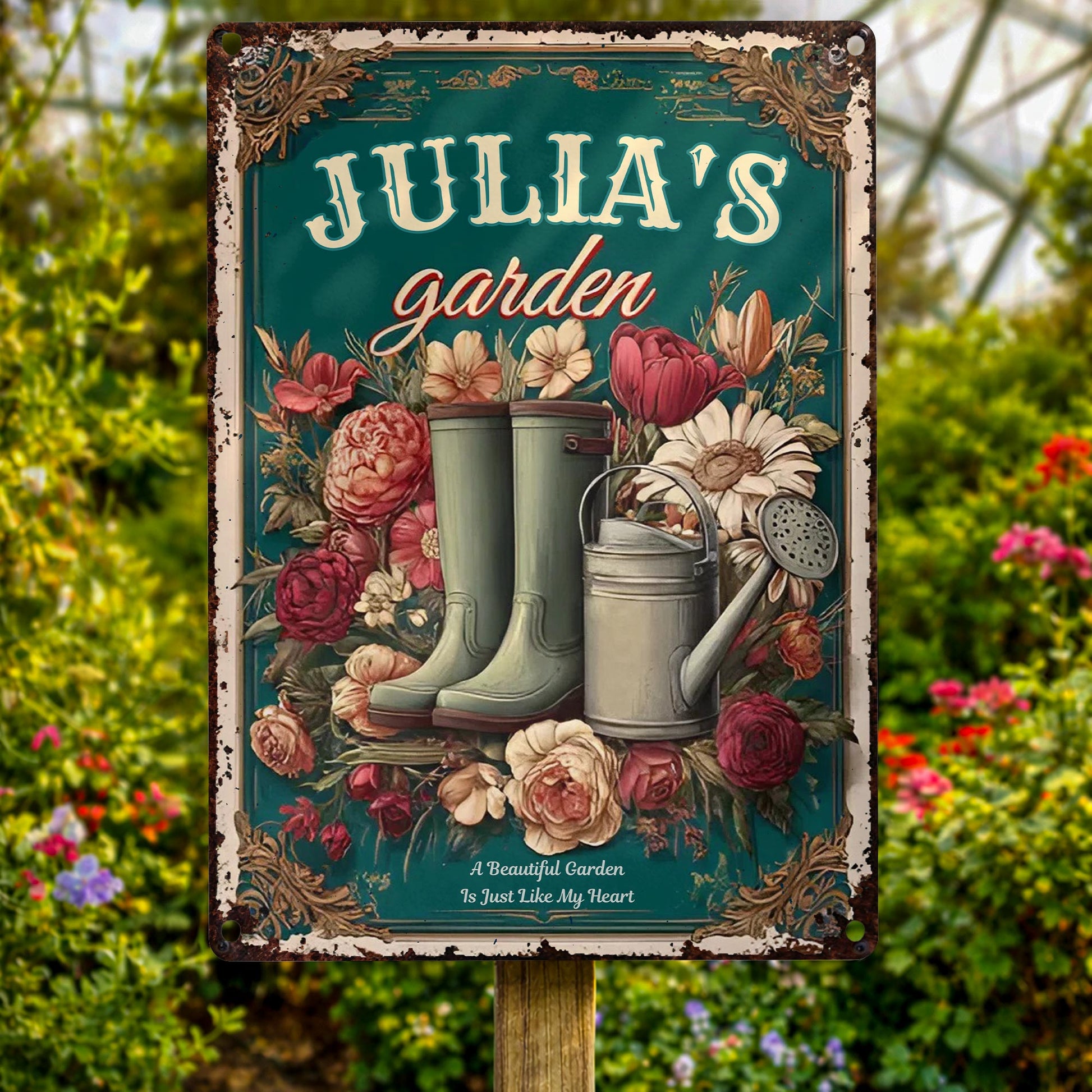 A Beautiful Garden Is Just Like My Heart, Garden Boots, Watering Can, Flowers