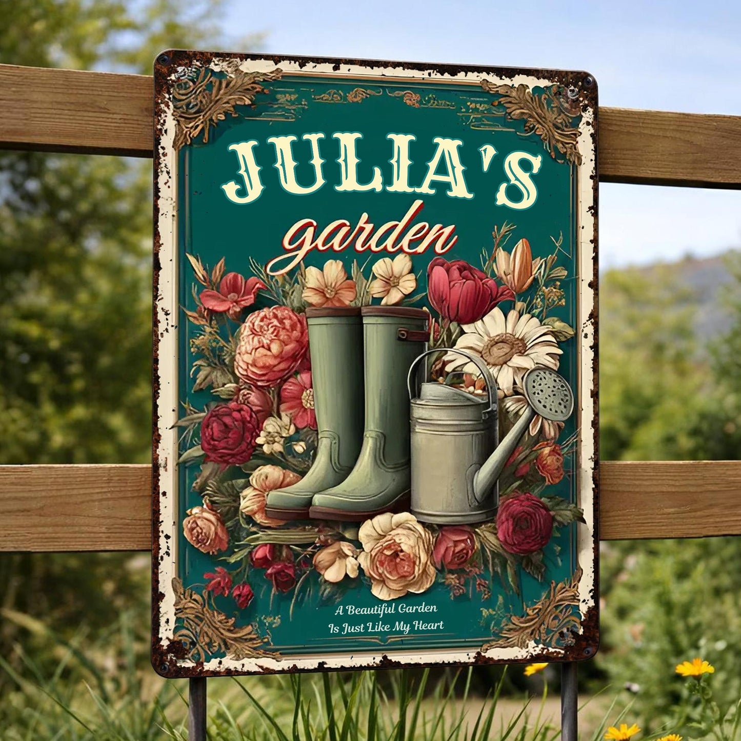 A Beautiful Garden Is Just Like My Heart, Garden Boots, Watering Can, Flowers