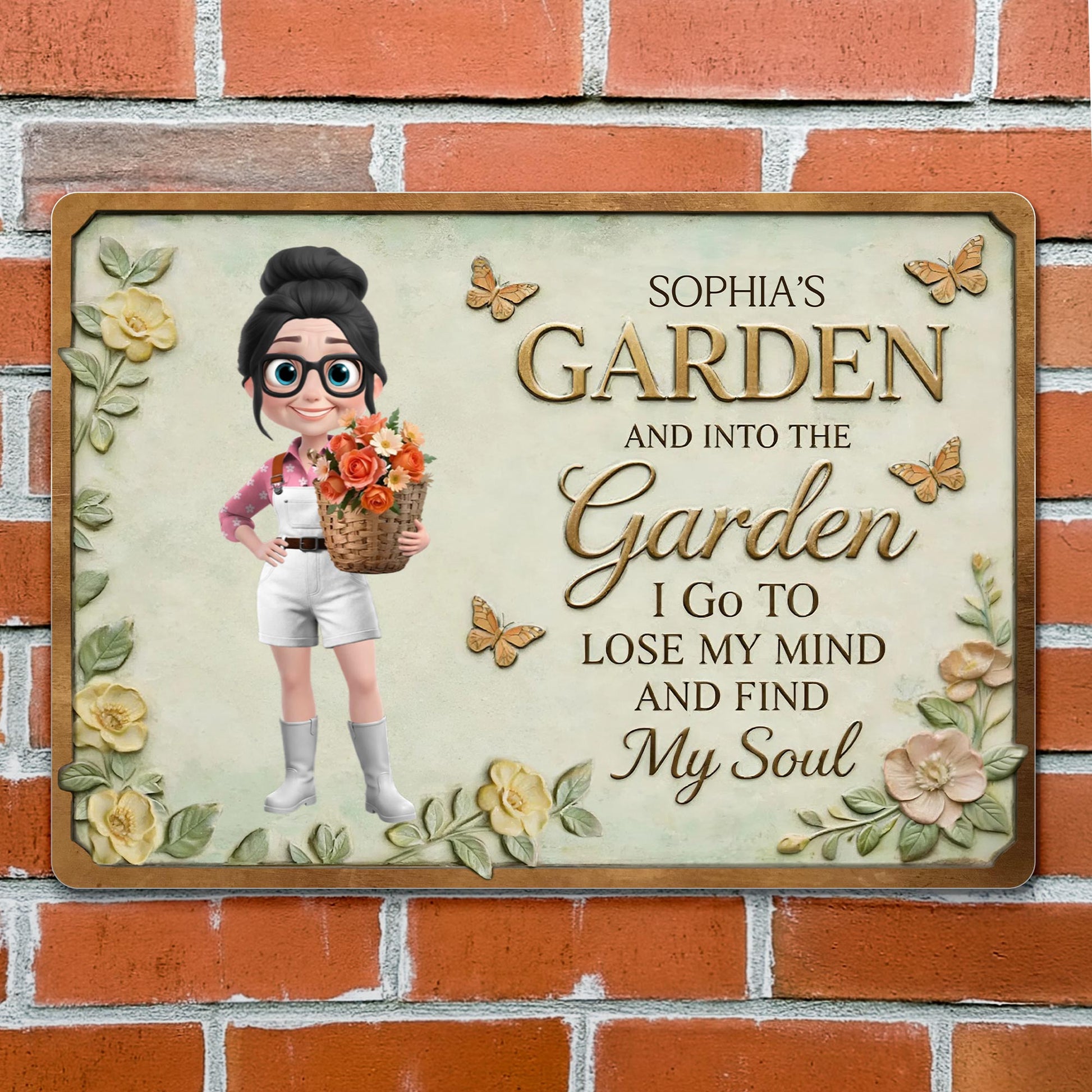 Into The Garden I Go, Butterflies and Flowers Sign