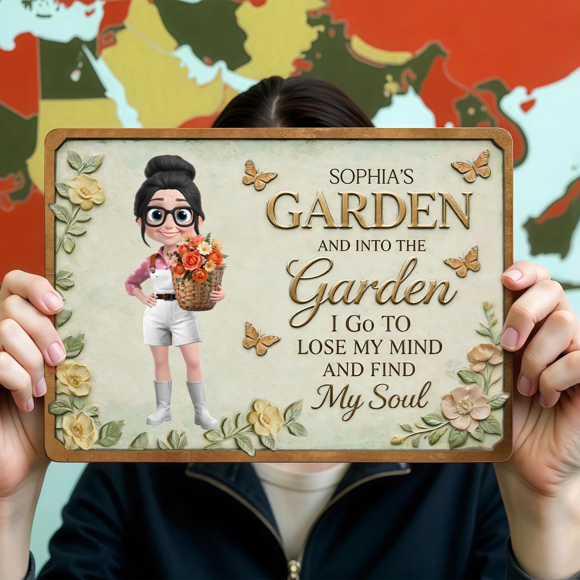 Into The Garden I Go, Butterflies and Flowers Sign