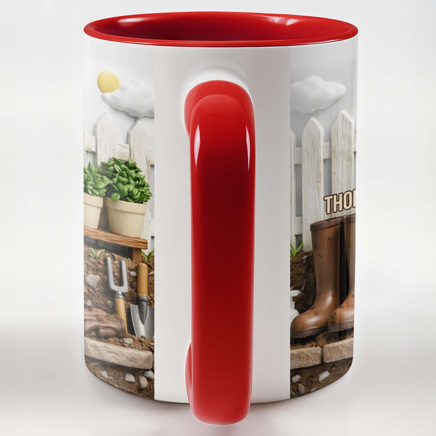 Happiness Blooms In The Garden, Potted Plants And Gardening Boots