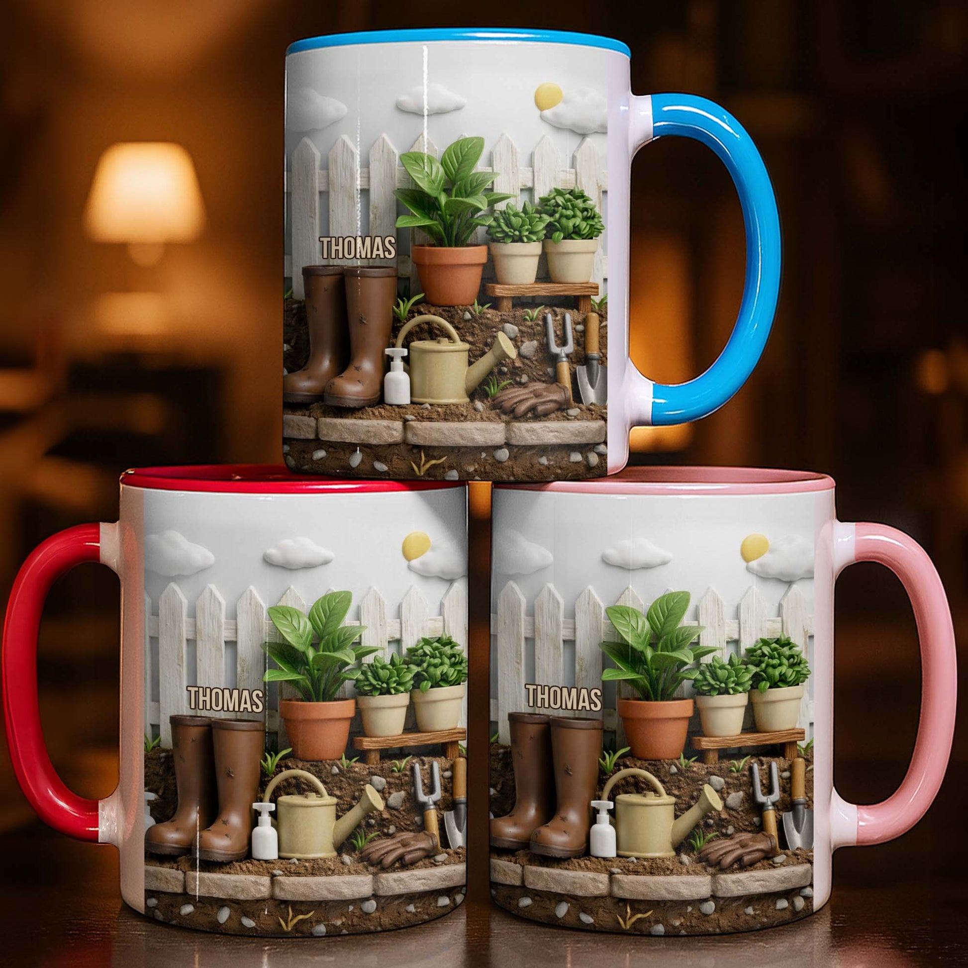 Happiness Blooms In The Garden, Potted Plants And Gardening Boots