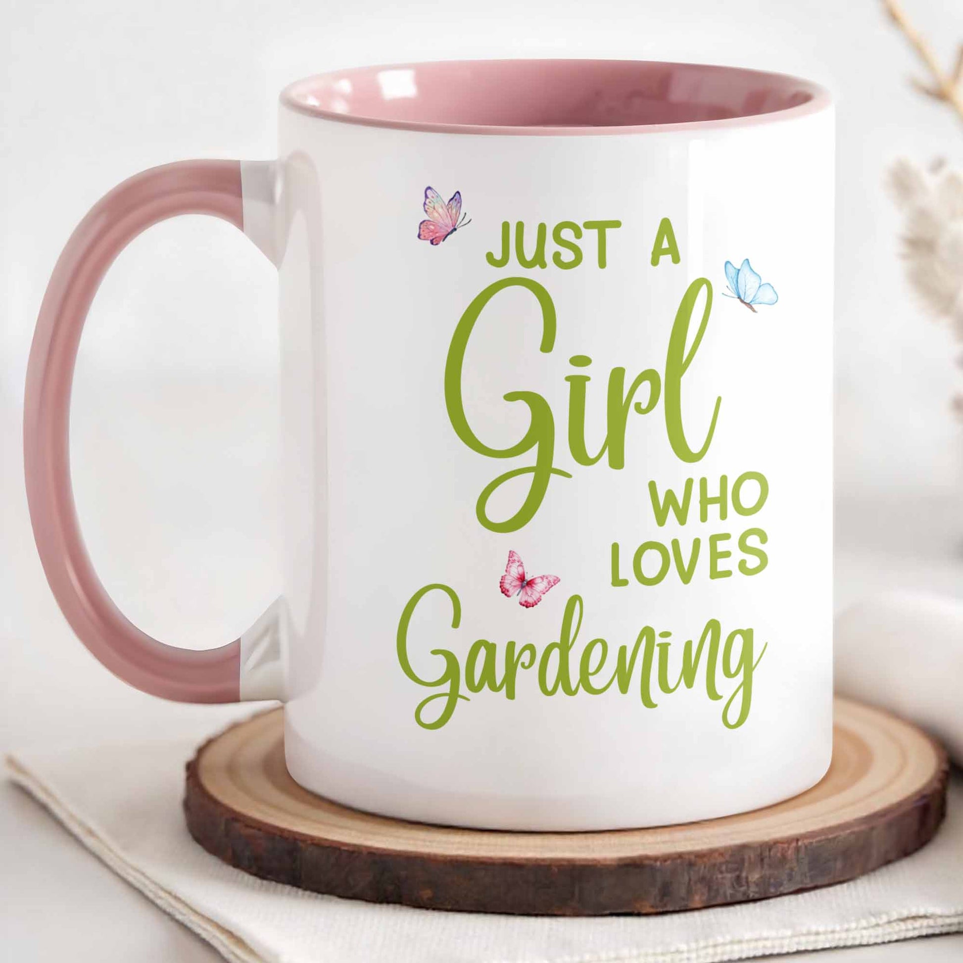 Just A Girl Who Loves Gardening With Colorful Butterflies