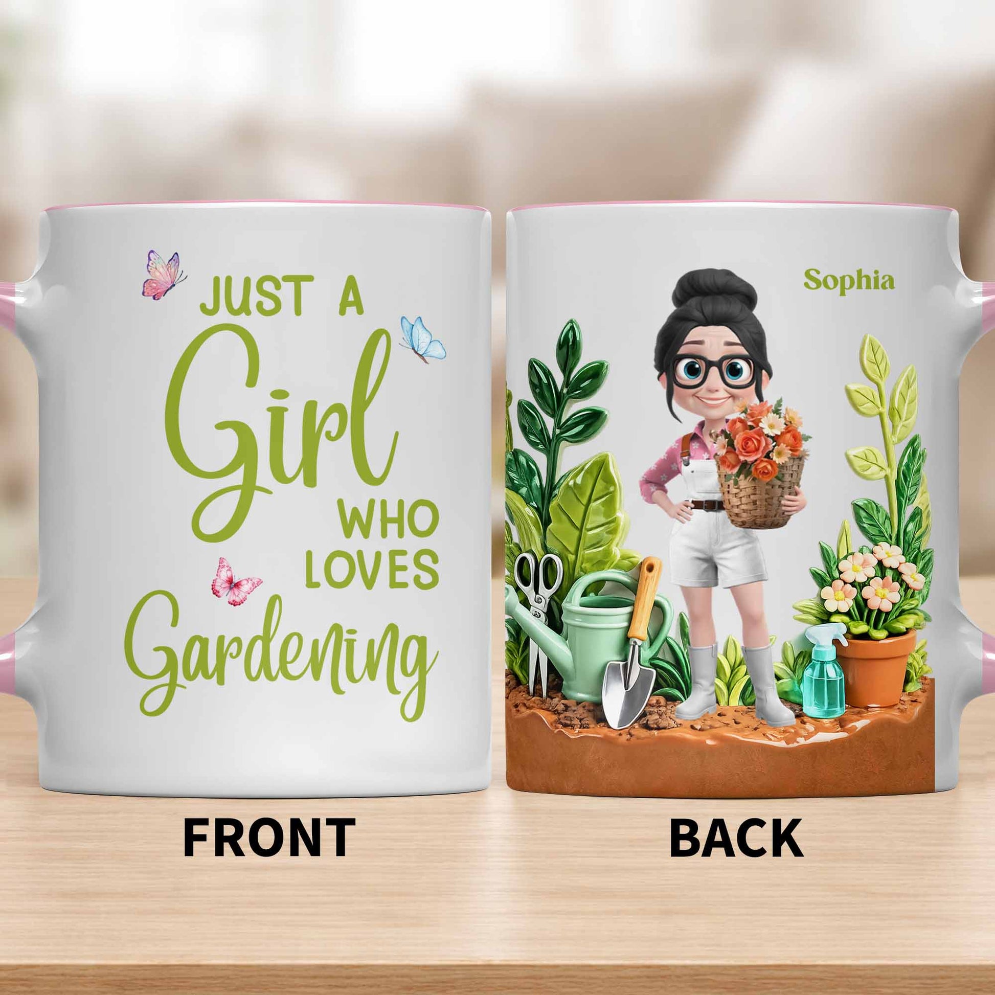 Just A Girl Who Loves Gardening With Colorful Butterflies