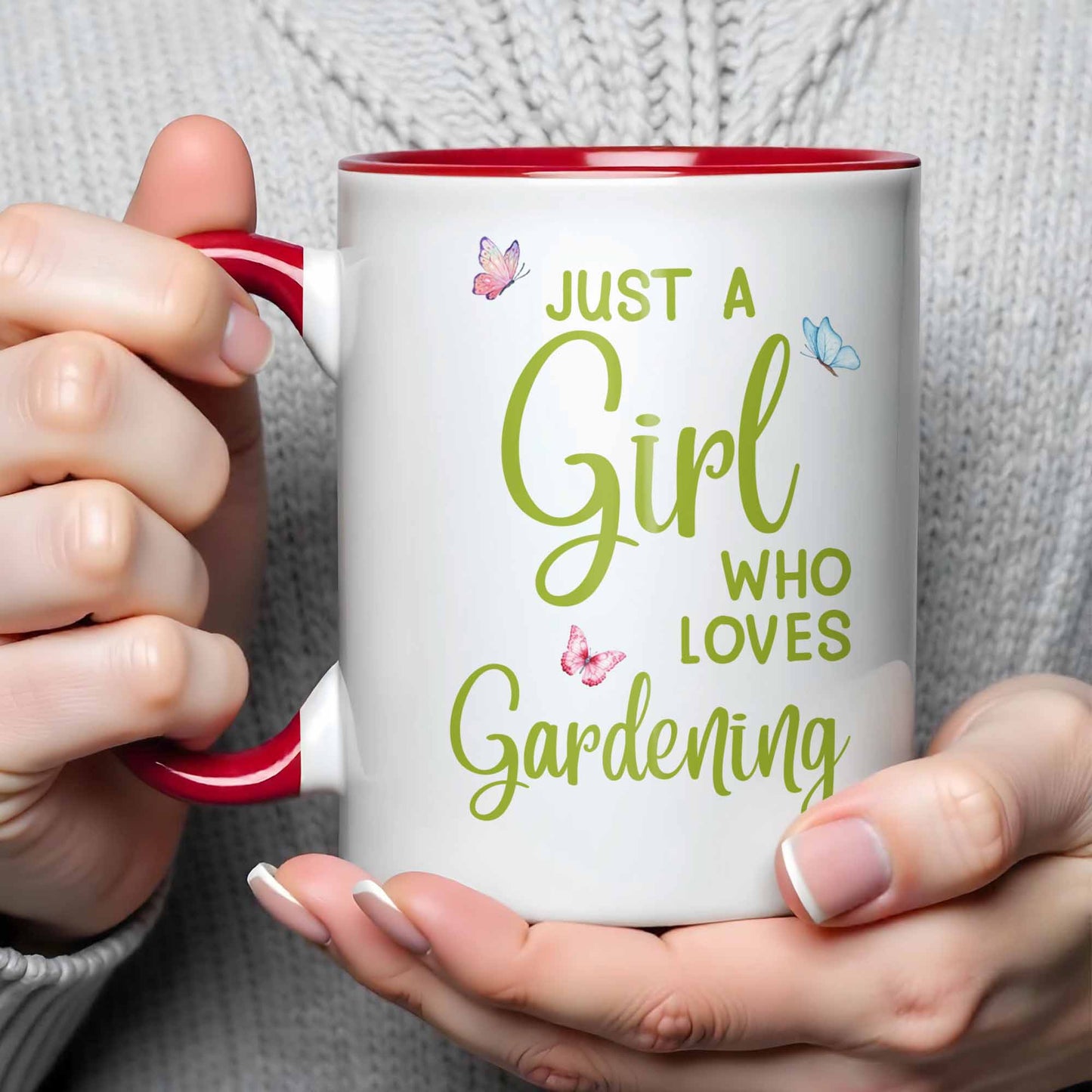 Just A Girl Who Loves Gardening With Colorful Butterflies