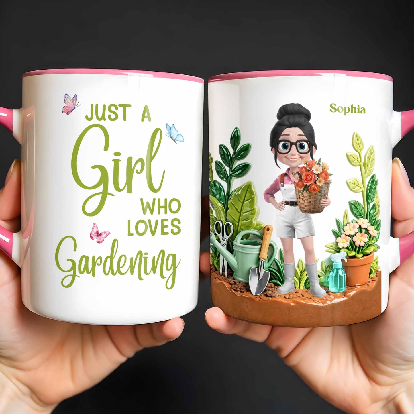 Just A Girl Who Loves Gardening With Colorful Butterflies